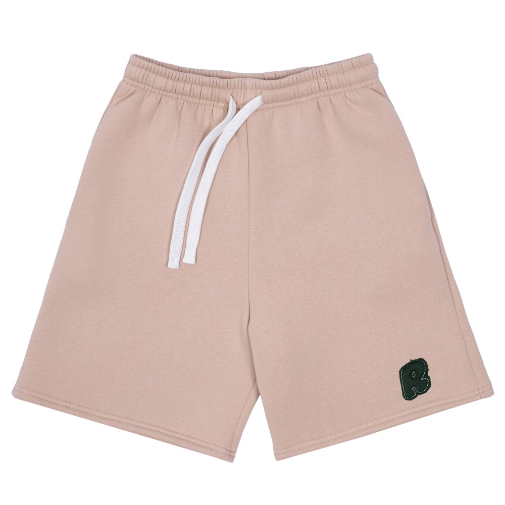 COZY UNIVERSITY BEIGE GREEN SHORTS