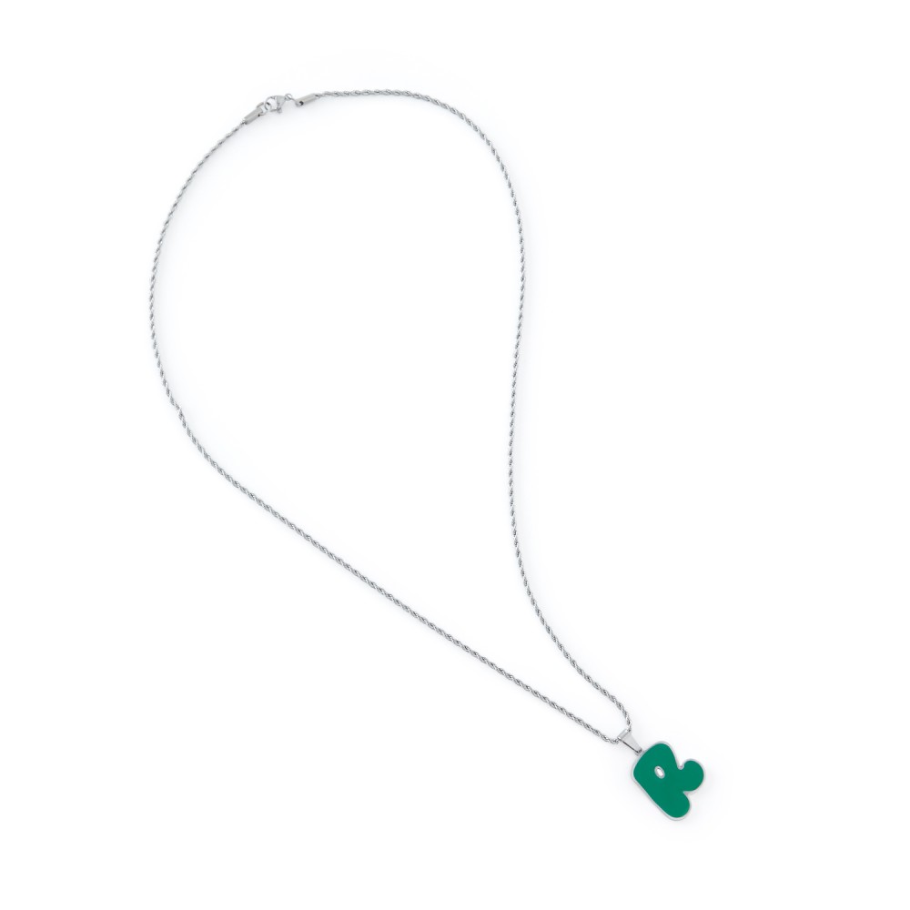 R PENDANT GREEN NECKLACE