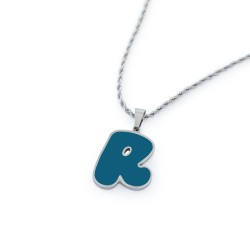 R PENDANT BLUE NECKLACE 