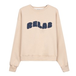 COZY UNIVERSITY BEIGE NAVY CREWNECK 