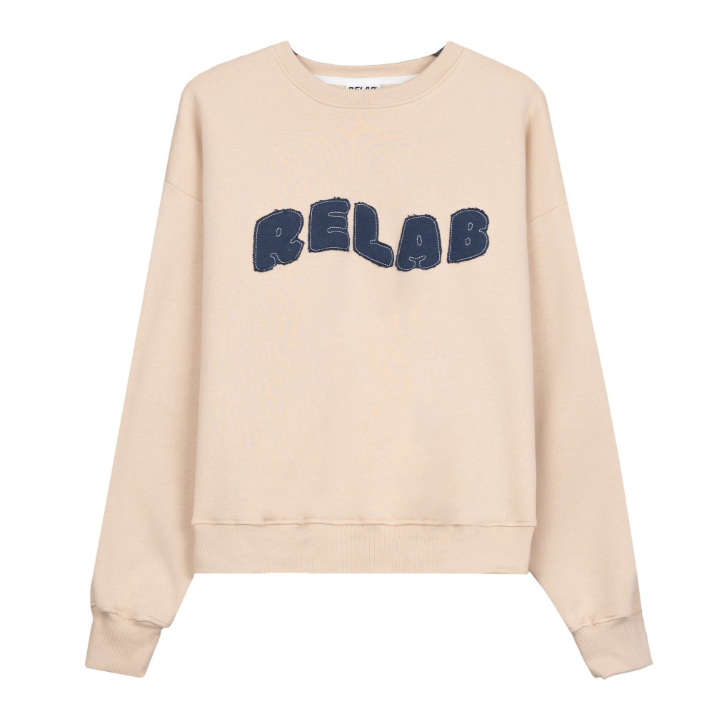 COZY UNIVERSITY BEIGE NAVY CREWNECK