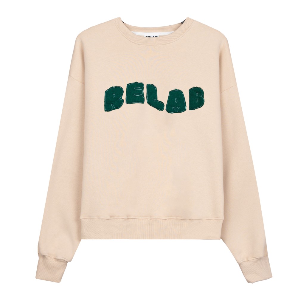 COZY UNIVERSITY BEIGE GREEN CREWNECK