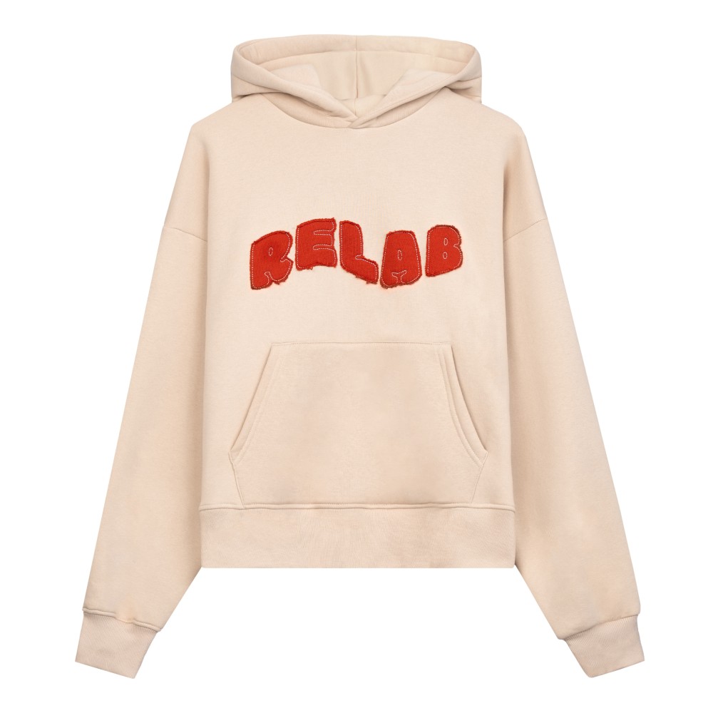 COZY UNIVERSITY BEIGE RED HOODIE