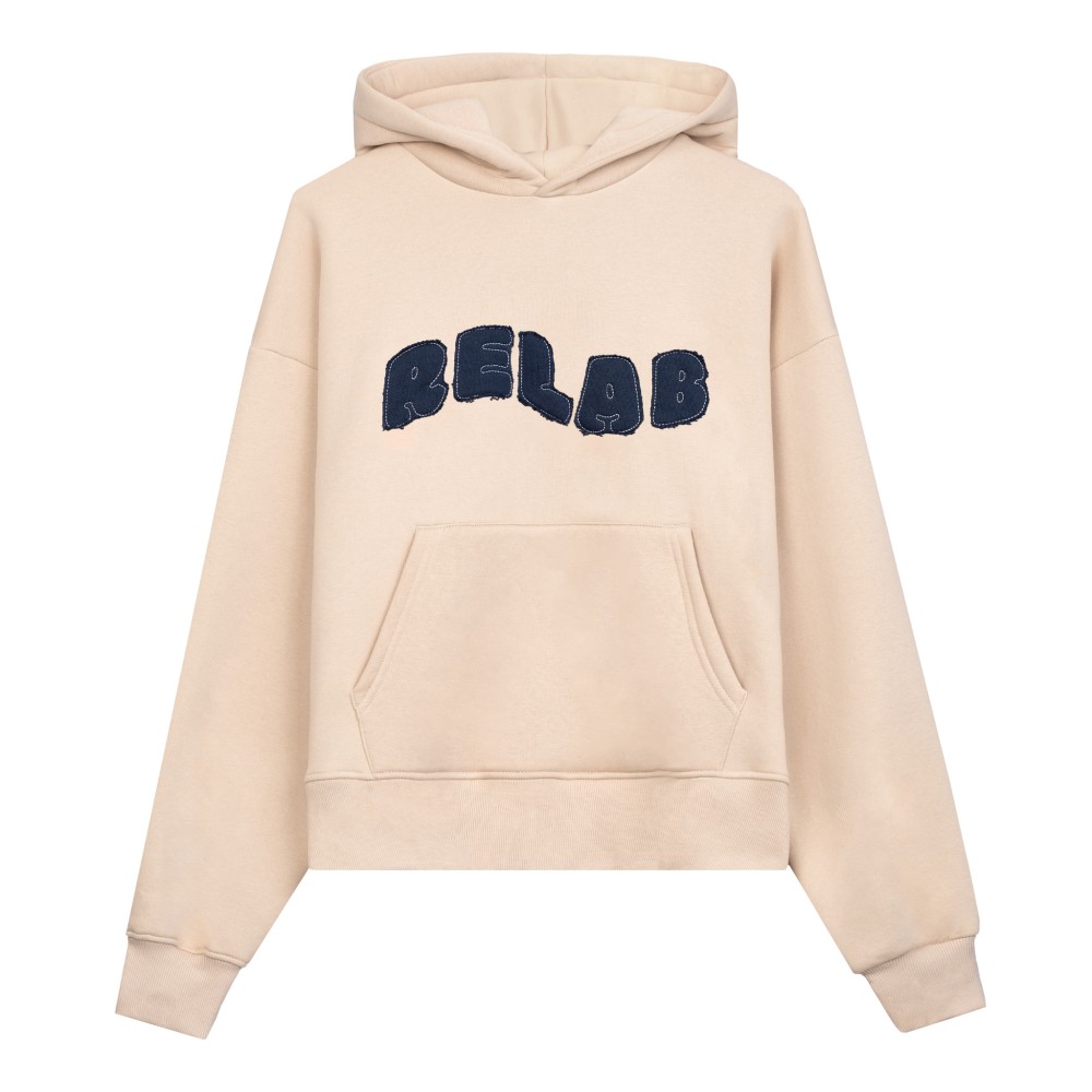 COZY UNIVERSITY BEIGE NAVY HOODIE