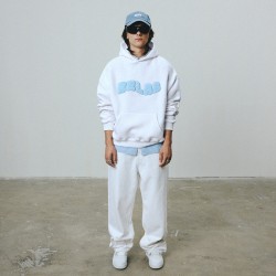 COZY WHITE BLUE HOODIE 