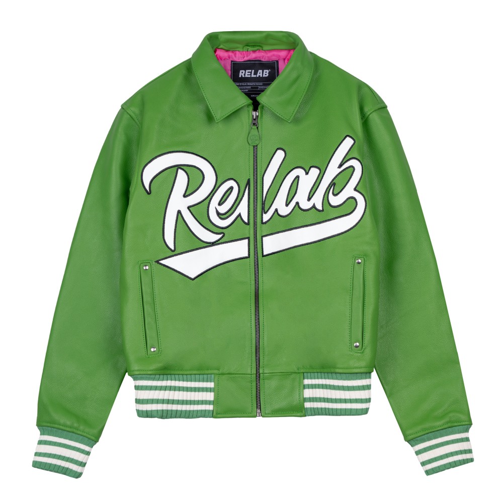 GREEN LEATHER VARSITY JACKET