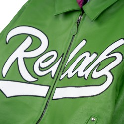 GREEN LEATHER VARSITY JACKET 