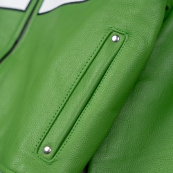 GREEN LEATHER VARSITY JACKET 