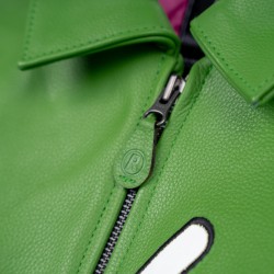 GREEN LEATHER VARSITY JACKET 