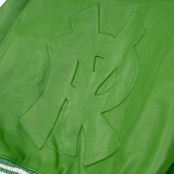 GREEN LEATHER VARSITY JACKET 