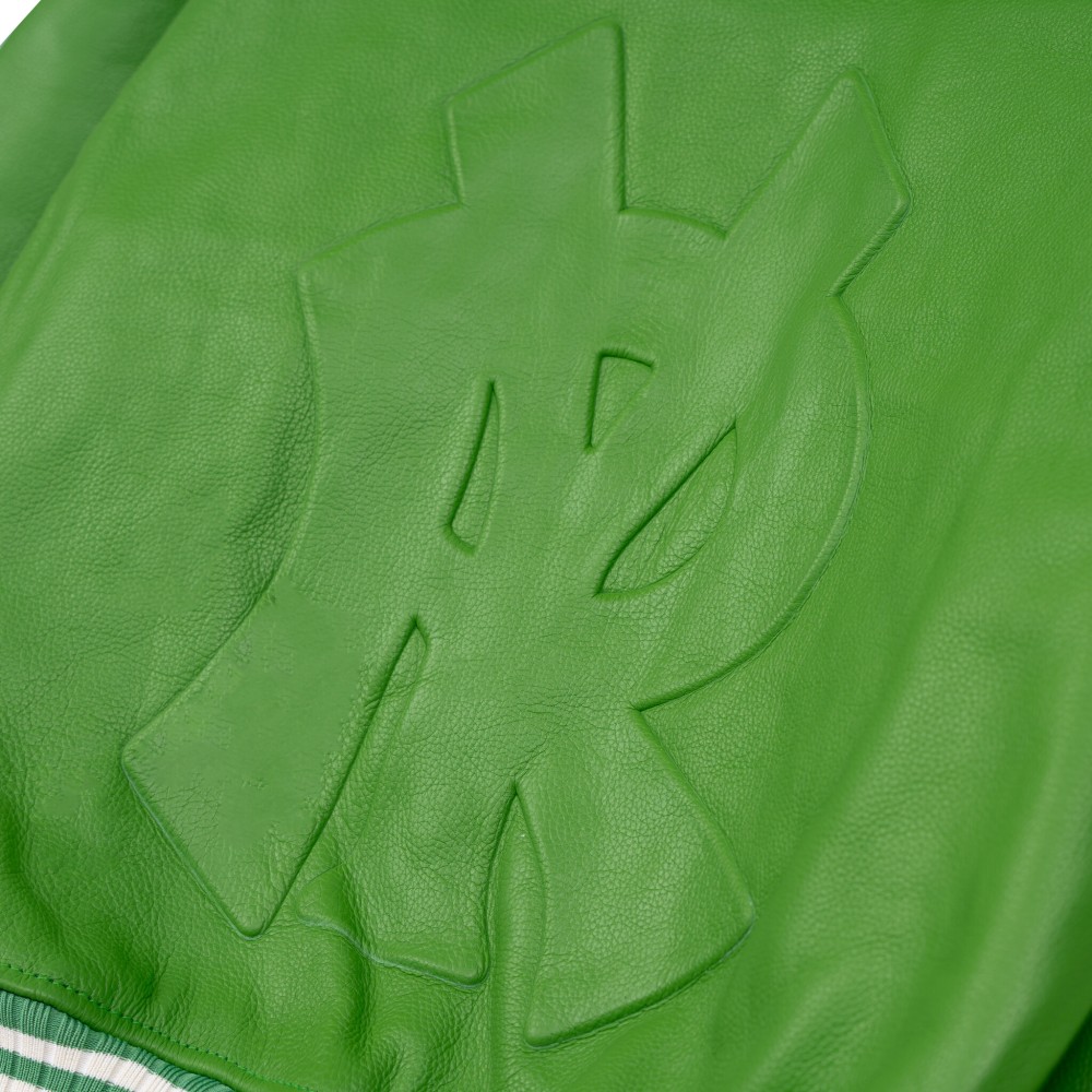 GREEN LEATHER VARSITY JACKET