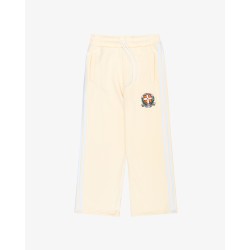 BEIGE FLARED EMBLEM SWEATPANTS 