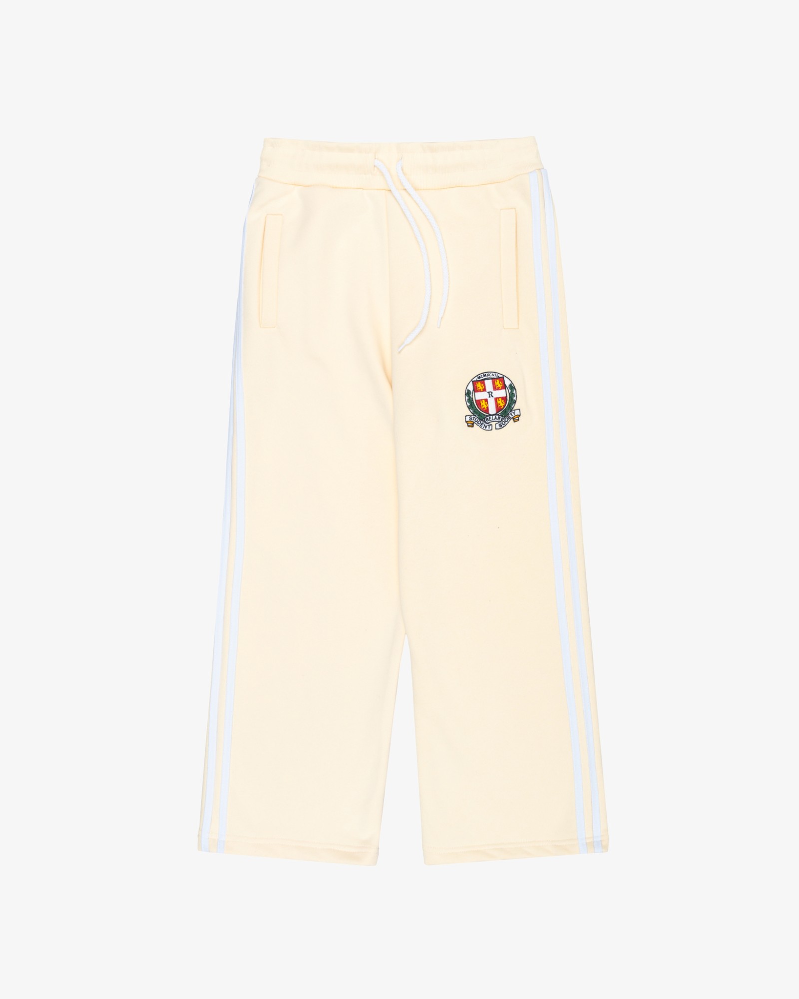 BEIGE FLARED EMBLEM SWEATPANTS