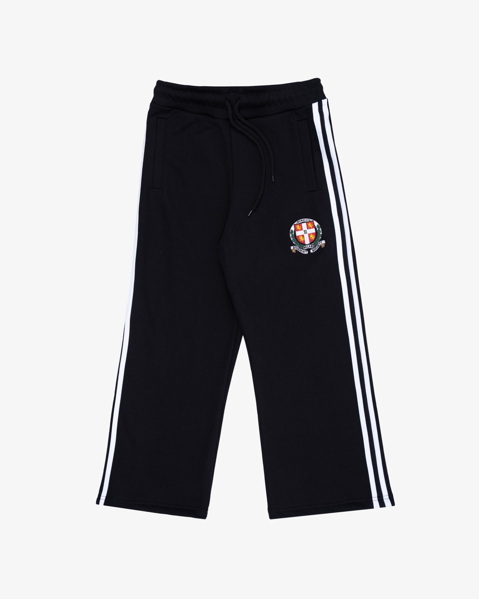 BLACK FLARED EMBLEM SWEATPANTS