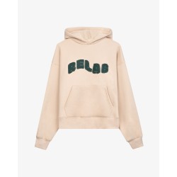 COZY UNIVERSITY BEIGE GREEN HOODIE 