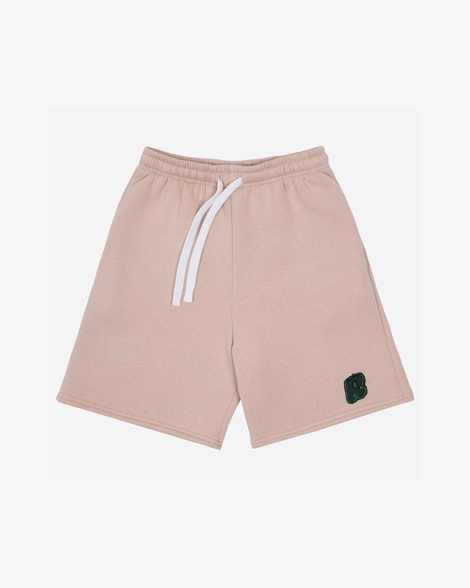 COZY UNIVERSITY BEIGE GREEN SHORTS