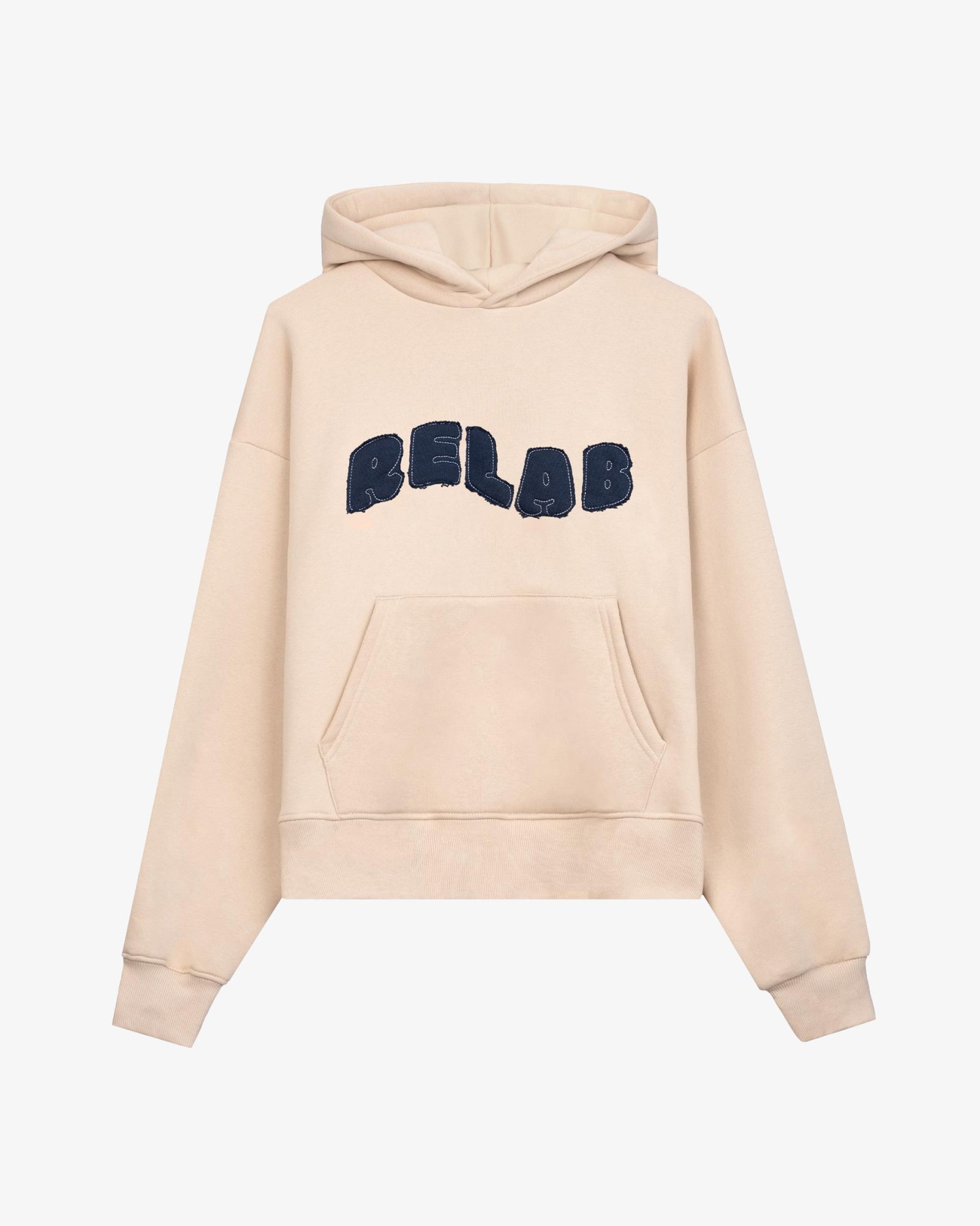 COZY UNIVERSITY BEIGE NAVY HOODIE