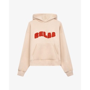 COZY UNIVERSITY BEIGE RED HOODIE