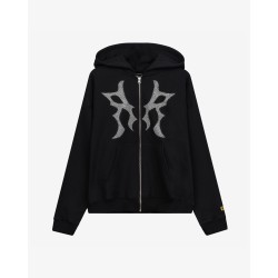 DOUBLE “R” CRYSTAL BLACK ZIP HOODIE 