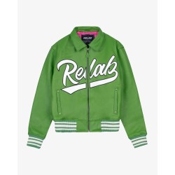 GREEN LEATHER VARSITY JACKET 