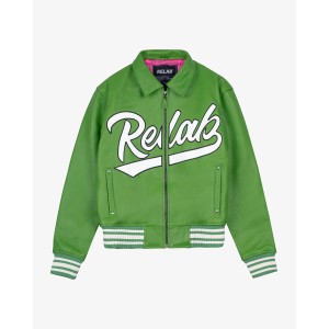 GREEN LEATHER VARSITY JACKET