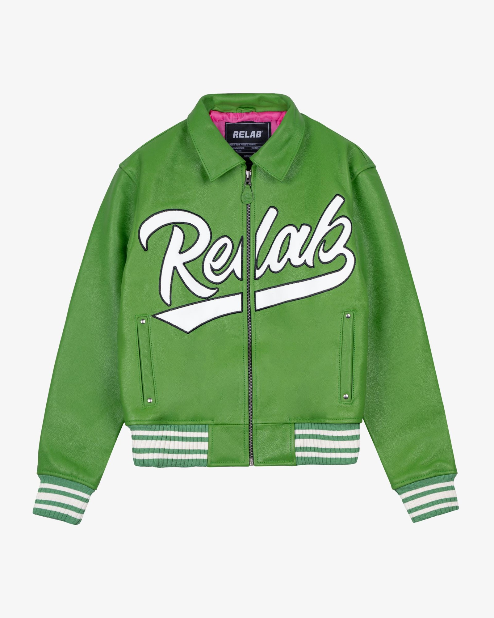 GREEN LEATHER VARSITY JACKET