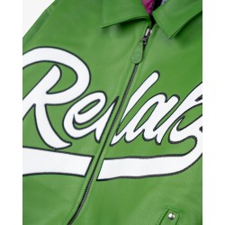 GREEN LEATHER VARSITY JACKET 