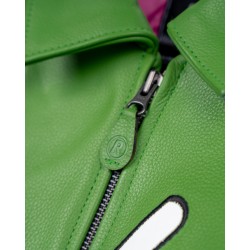 GREEN LEATHER VARSITY JACKET 