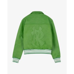 GREEN LEATHER VARSITY JACKET 