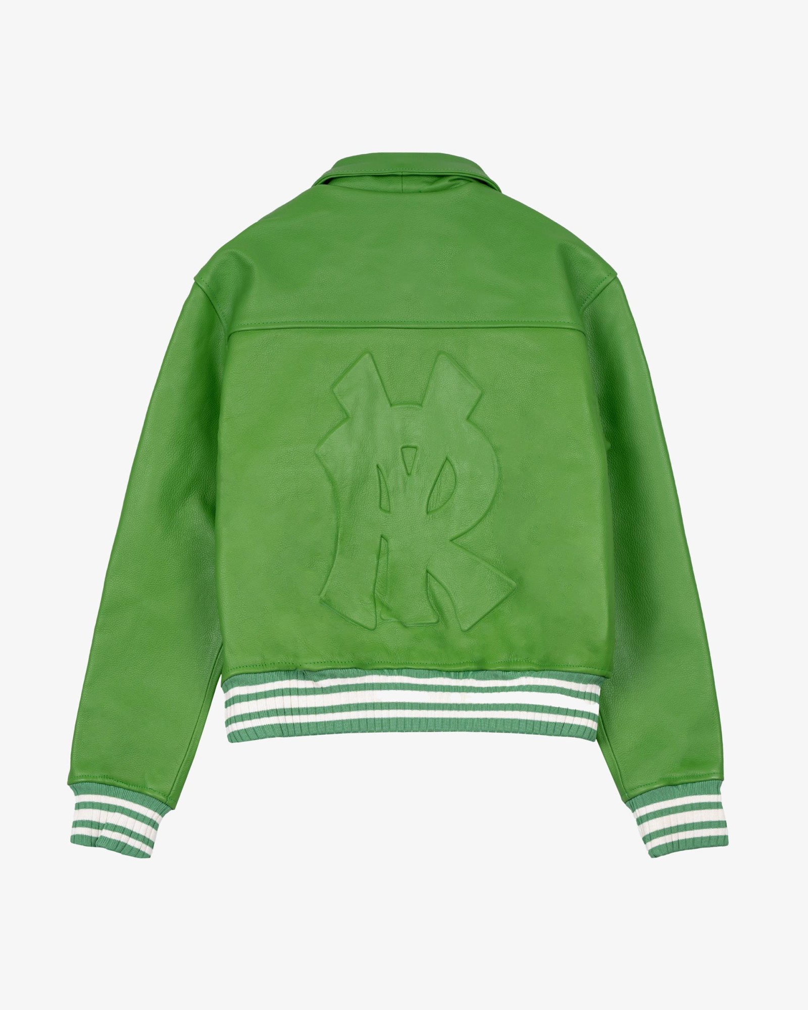 GREEN LEATHER VARSITY JACKET