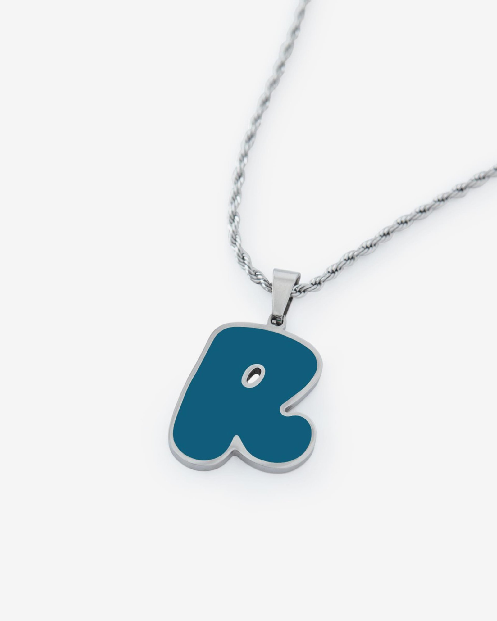 R PENDANT BLUE NECKLACE