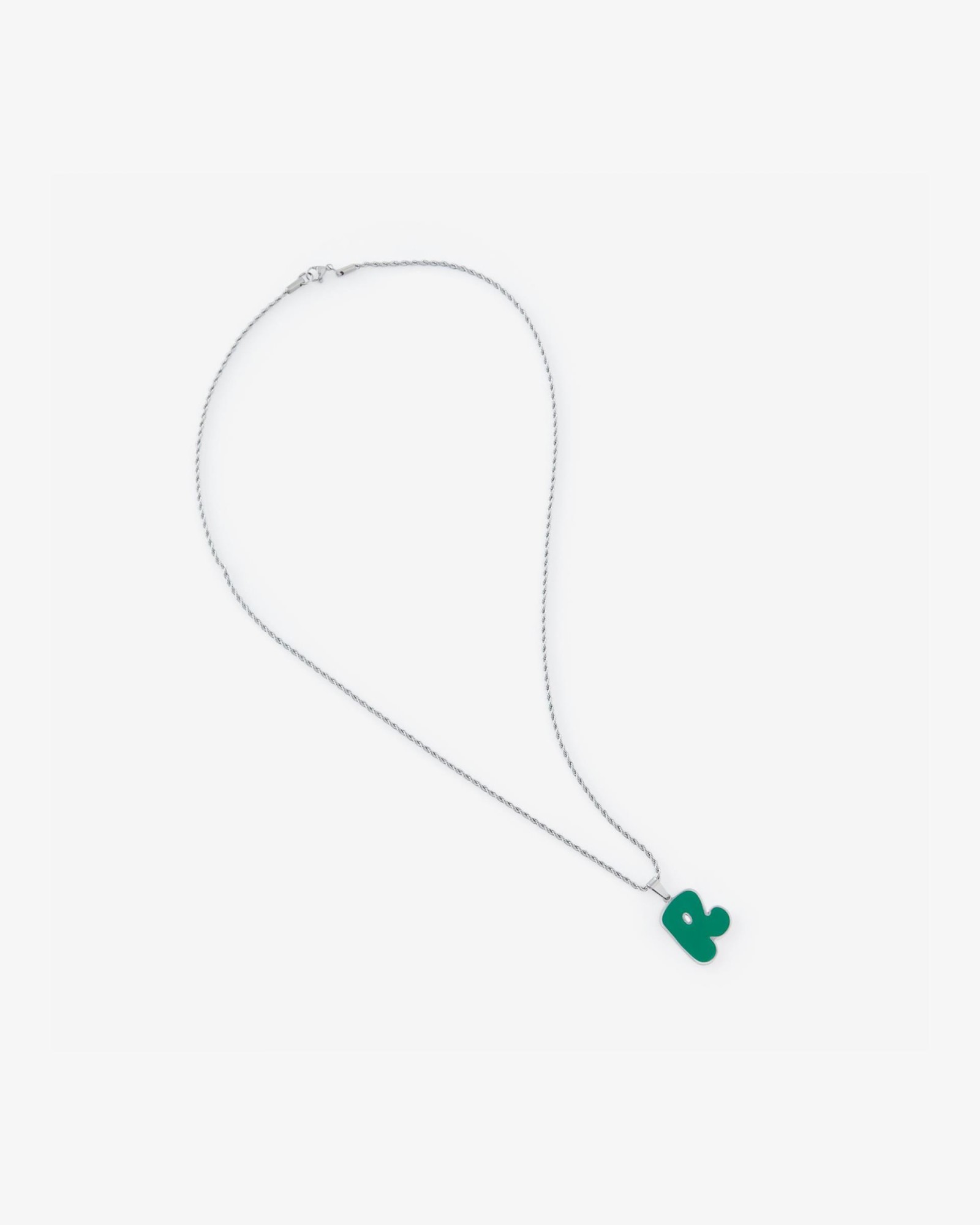 R PENDANT GREEN NECKLACE