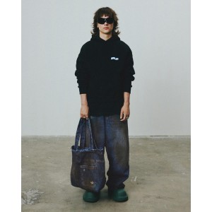 COZY SMALL BLACK BLUE HOODIE