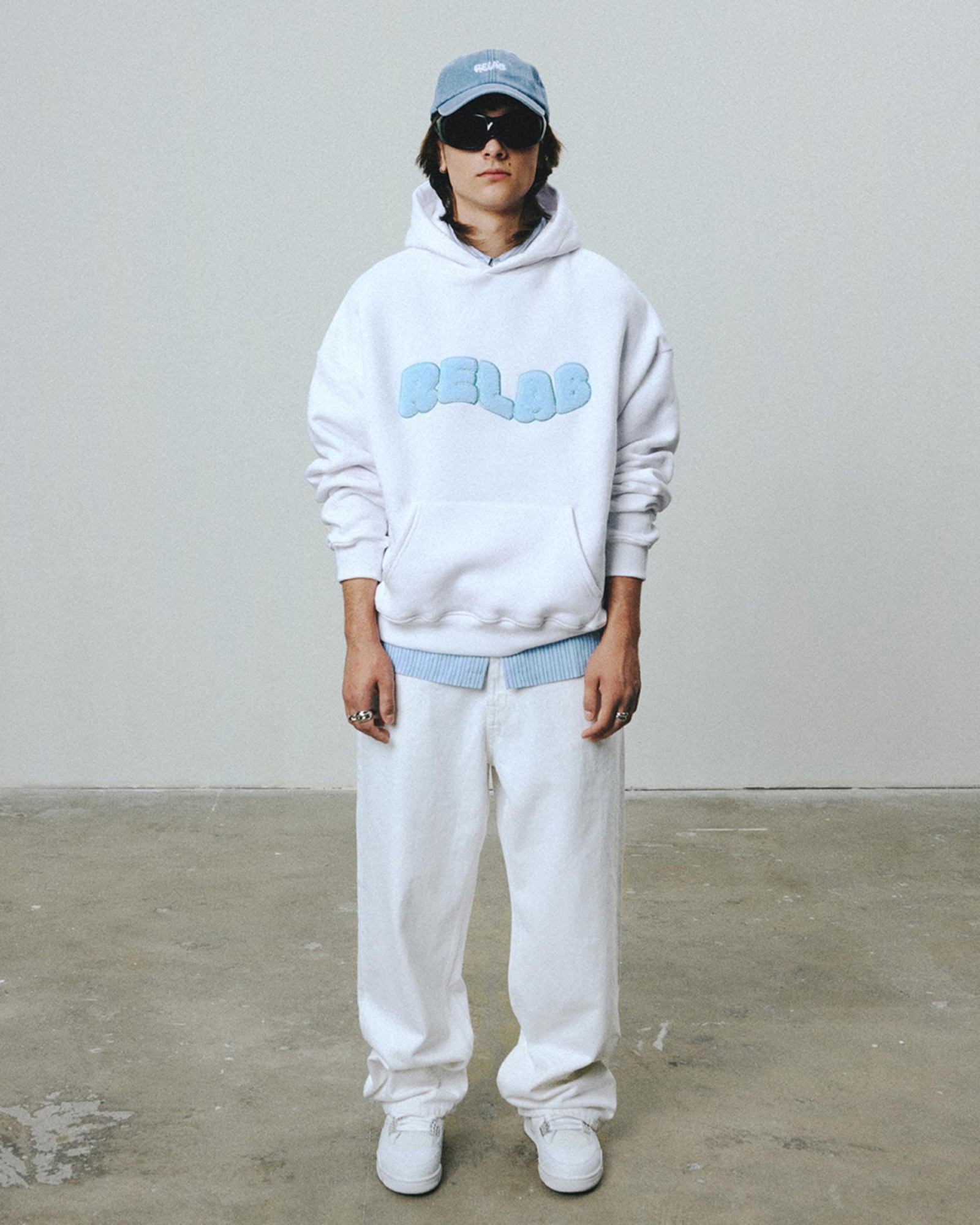 COZY WHITE BLUE HOODIE